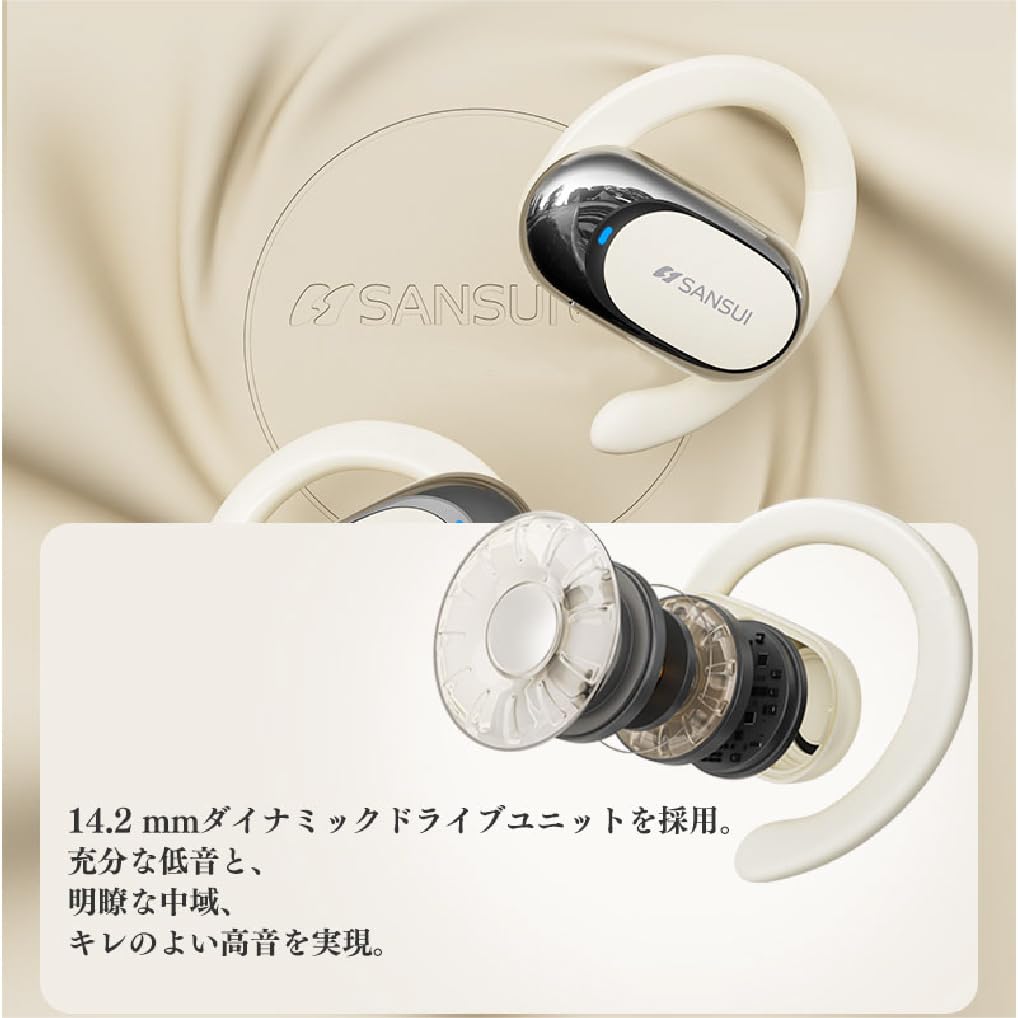 SANSUI W92 Bezdrátová Bluetooth Hluk Automatické Bez Uší IPX4 Rychlá Kompaktní a Perfektní pro a Herní Sluchátka, V5.4, Potlačení, Párování, Blokování,