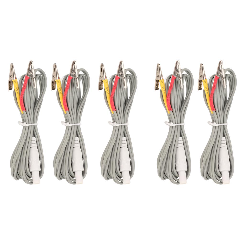 5PCS Clip Electrode Wire Portable Physical Therapy Electrode Wires Cable Clip for TENS Machine Grey