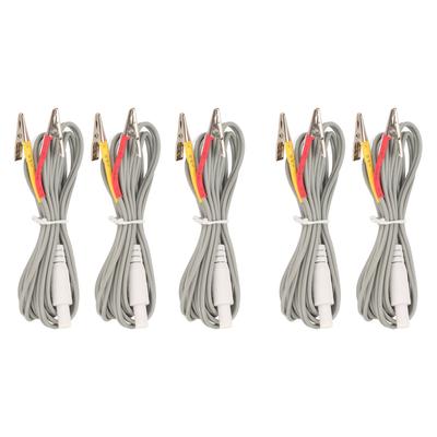 5PCS Clip Electrode Wire Portable Physical Therapy Electrode Wires Cable Clip for TENS Machine Grey