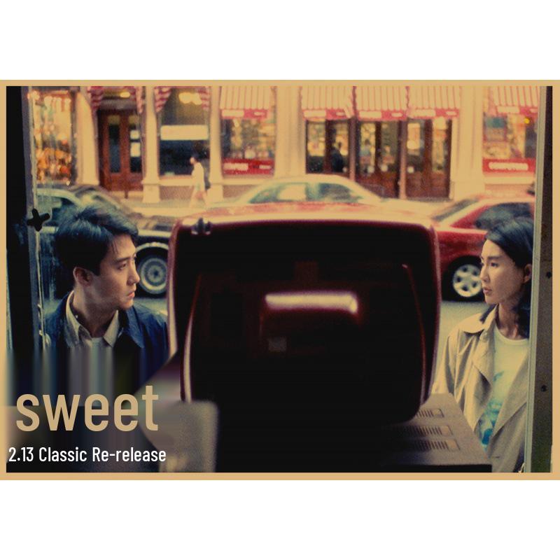Classic Retro Movie Poster: Sweet Honey with Maggie Cheung & Leon Lai - Bar/Cafe Decor on Kraft Paper