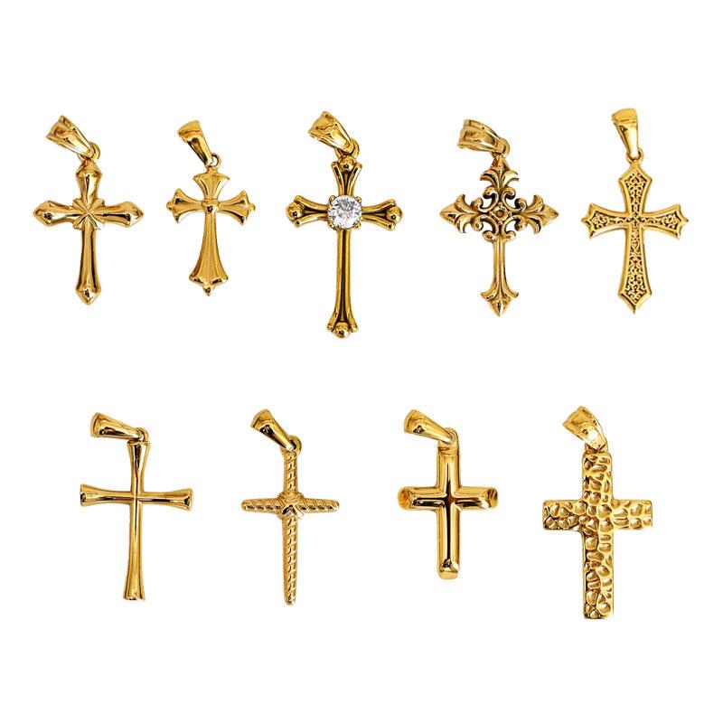 Non Tarnish 14k 18k Gold Plated 316L Stainless Steel Pendant Christian Cross Charms for Necklace Bracelet Jewelry Making