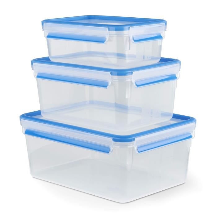 Emsa lot de 3 boîtes alimentaires clip&amp;close 3d - 1/2,3/3,7 l - plastique