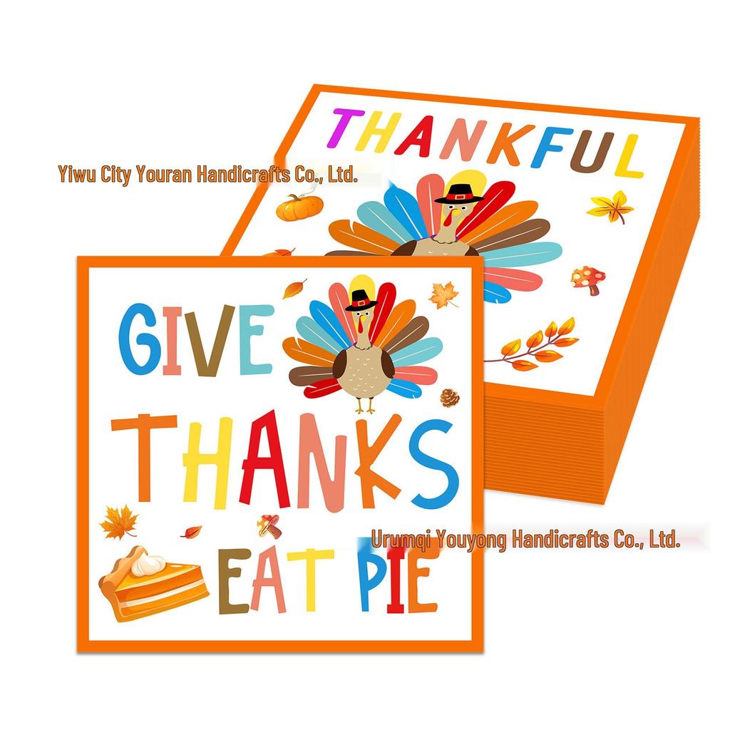 Thanksgiving Turkey Autumn Disposable Party Set: Plates, Tablecloth & Napkins