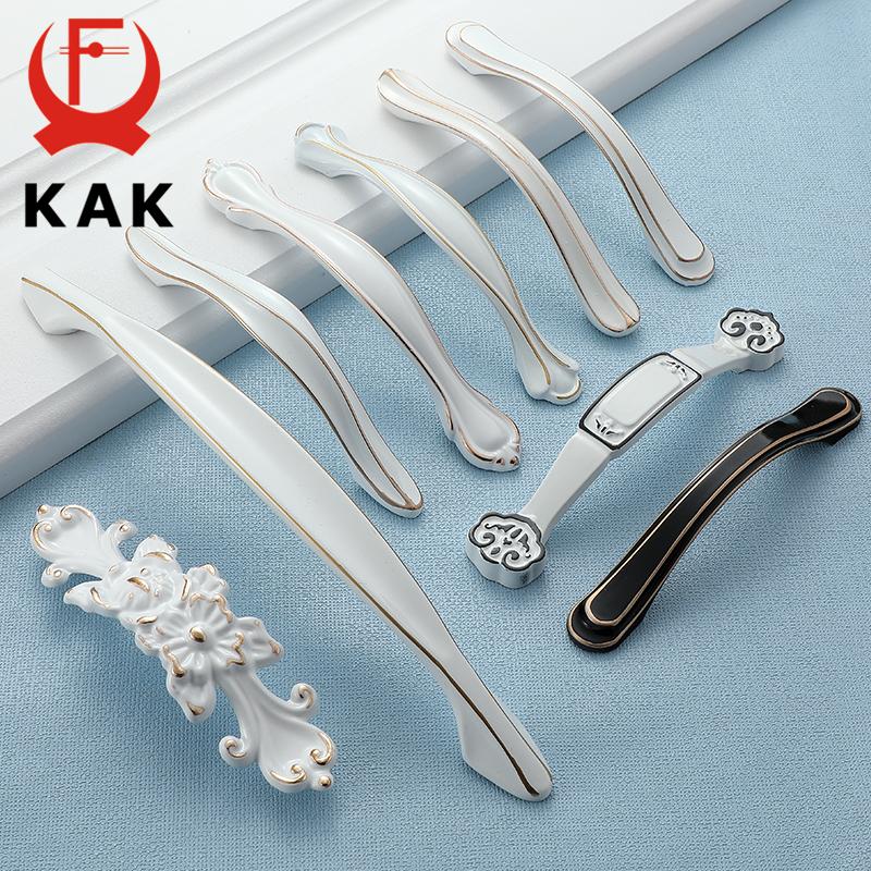 KAK Ivory White Kitchen Cabinet Handles European Style Cupboard Door Pulls Drawer Knobs Fashion Solid Furniture Handle Hardware