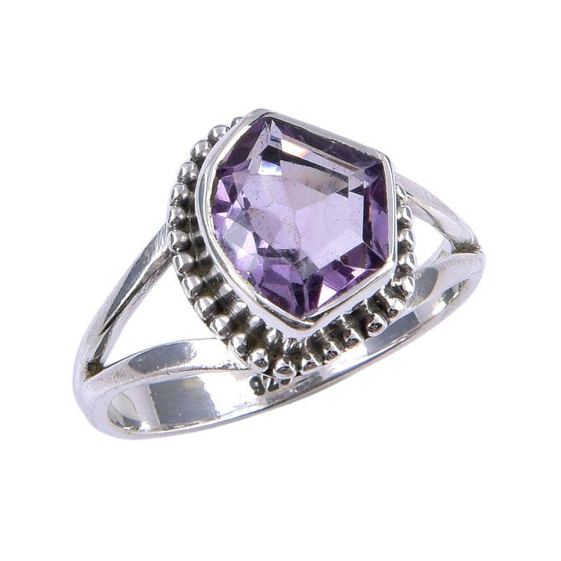 Natural Pink Amethyst Gemstone Handmade 925 Sterling Silver Ring Size 7.5 m1J86
