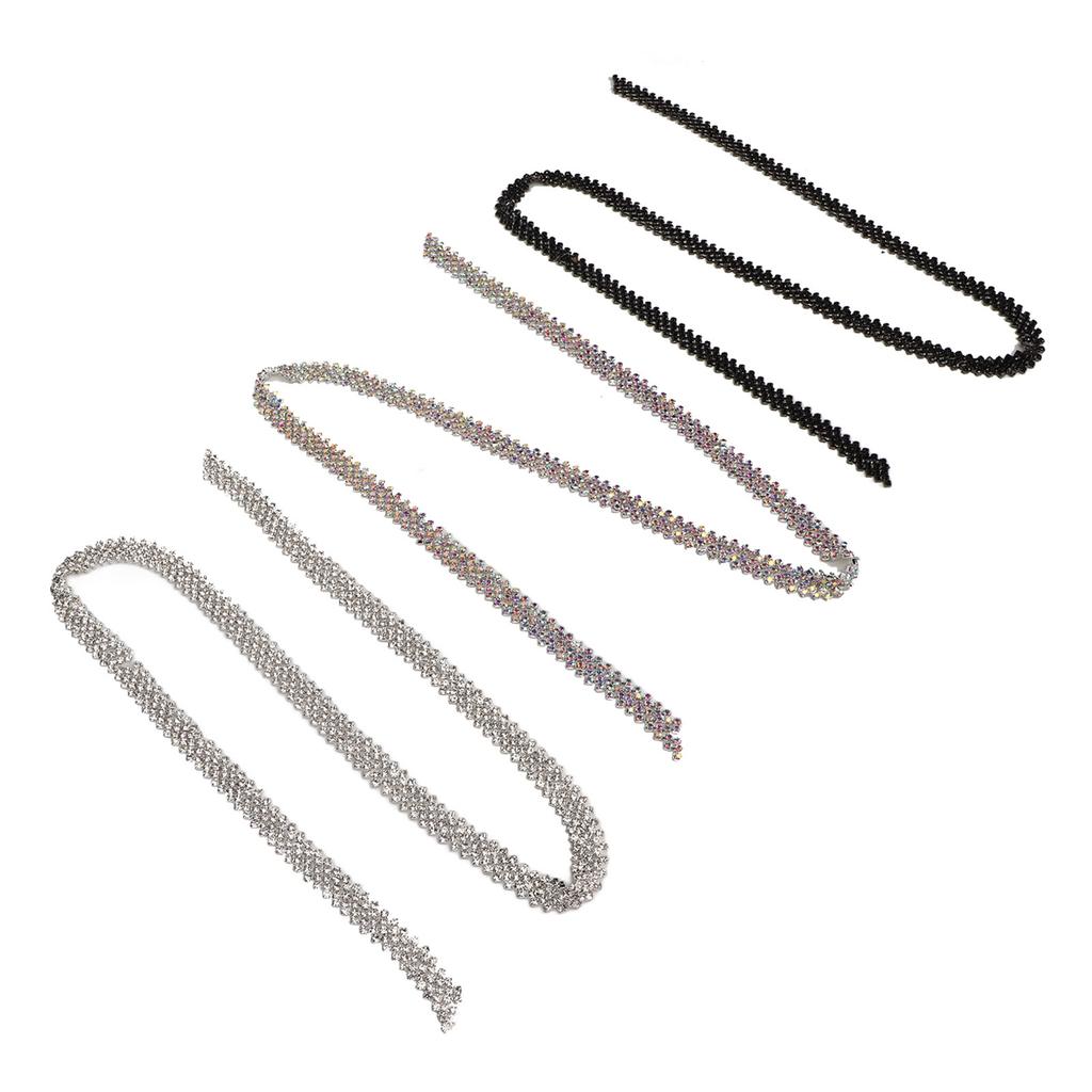 3 Yard 5 Rows Rhinestone Trim Glittering Sparkling Beautiful 3 Colors Rhinestone Chain Applique for Wedding Clothing