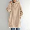 Autumn and Winter Women's New Personality Street Casual Warm Sweater Zipper Hooded Long Fleece Jacket