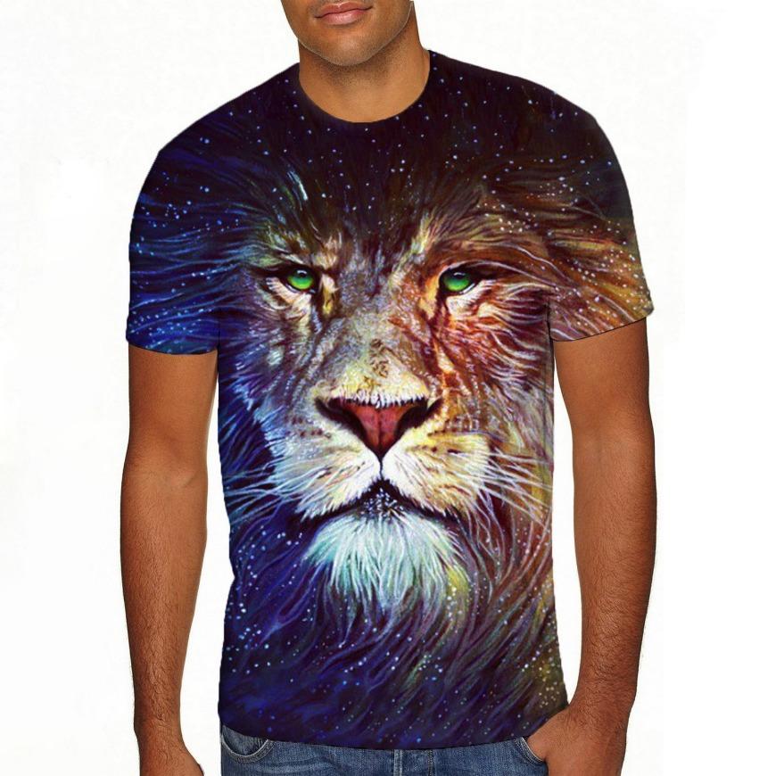 3D Printed Originality T-Shirt for Men Fashion Lion Animal Pattern T Shirts Summer Casual Short Sleeves Round Neck Tops Sport Loose Tee
