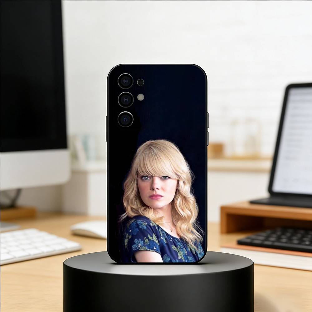 Emma Stone Phone Case For Samsung S25,S24,S21,S22,S23,S30,Ultra,S20,Plus,Fe,Soft Silicone Black Cover