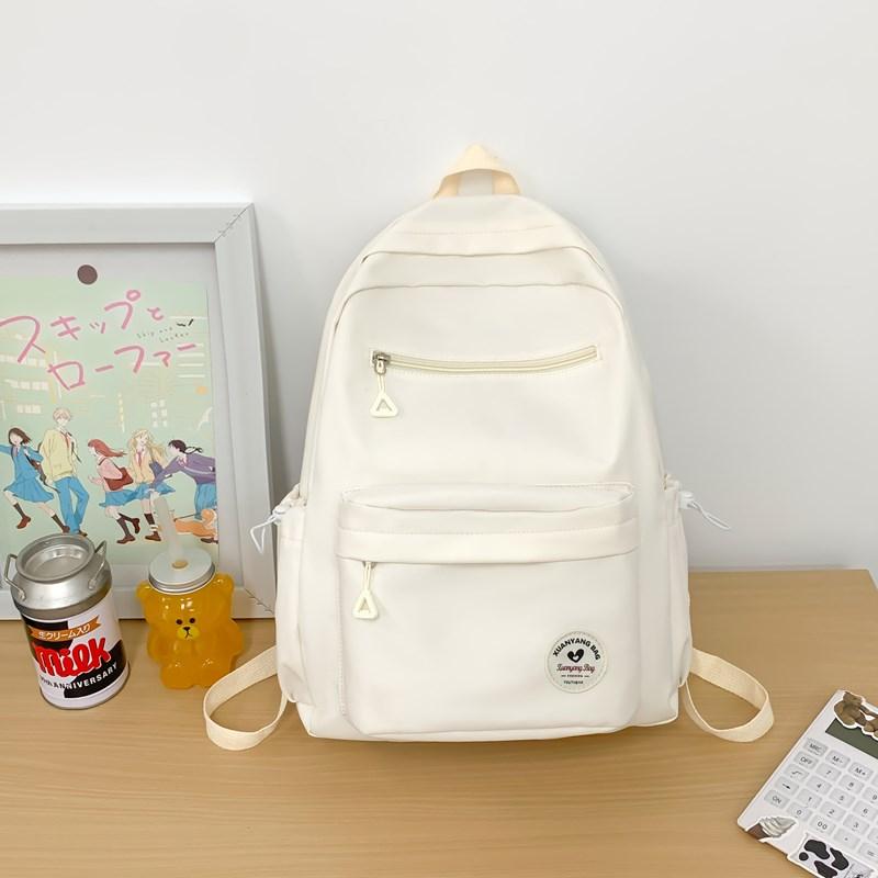 Large Capacity School Bag Women's Solid Color Backpack Lightweight Student Backpack Sports Travel Bag