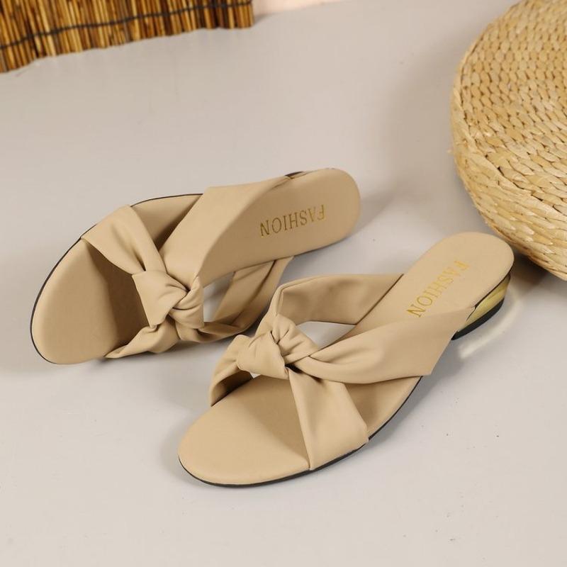 Fashion Fashion High-Heeled Sandals Womens 2025 Summer New Open-Toed Low-Heeled Casual Sandals Bow Fairy Wedge-Heeled Sandals Female