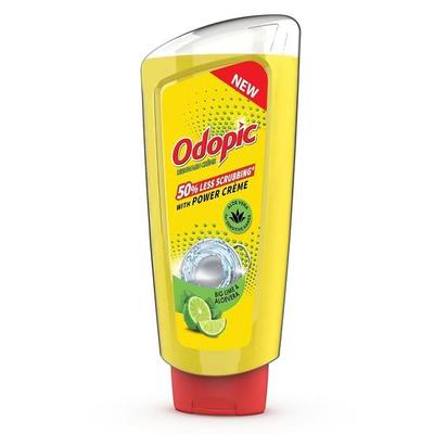 Odopic Dishwash Creme Lime - 750Ml For Sensitive Hands Fresh Fragrance Powerful Grease Cleaner Removes Toughest Stains 50% Less Scrubbing
