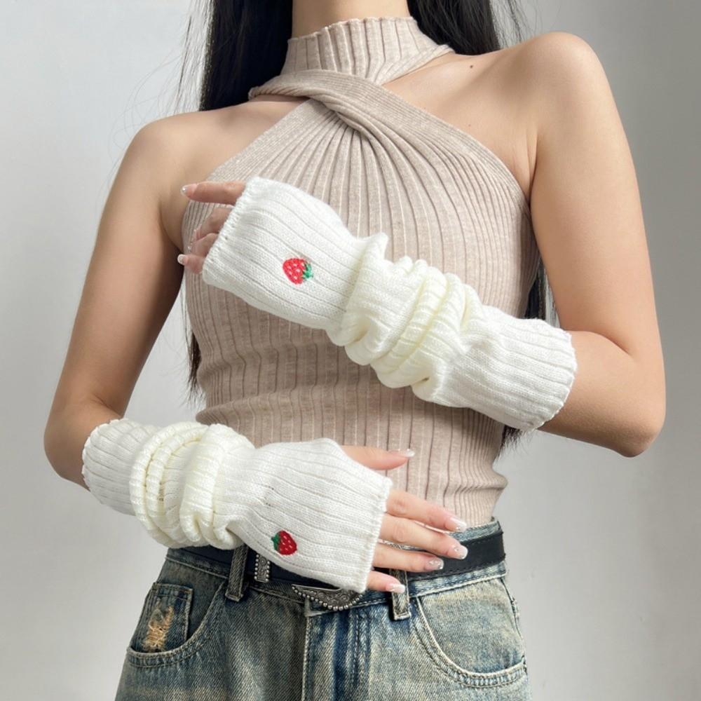 Knitted Warm Arm Sleeve Long Fingerless Gloves Fashion Arm Warmer Gloves  Autumn Winter