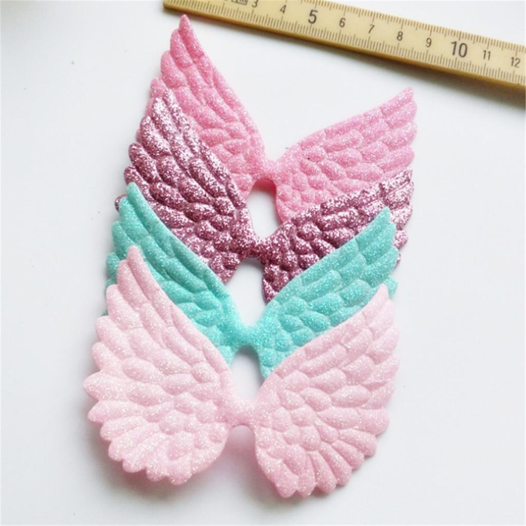 10PCS Glitter Fabric Cute Angel Wings Artificial Leather Appliques DIY Hair Accessories Decor Craft Gift for Anniversary