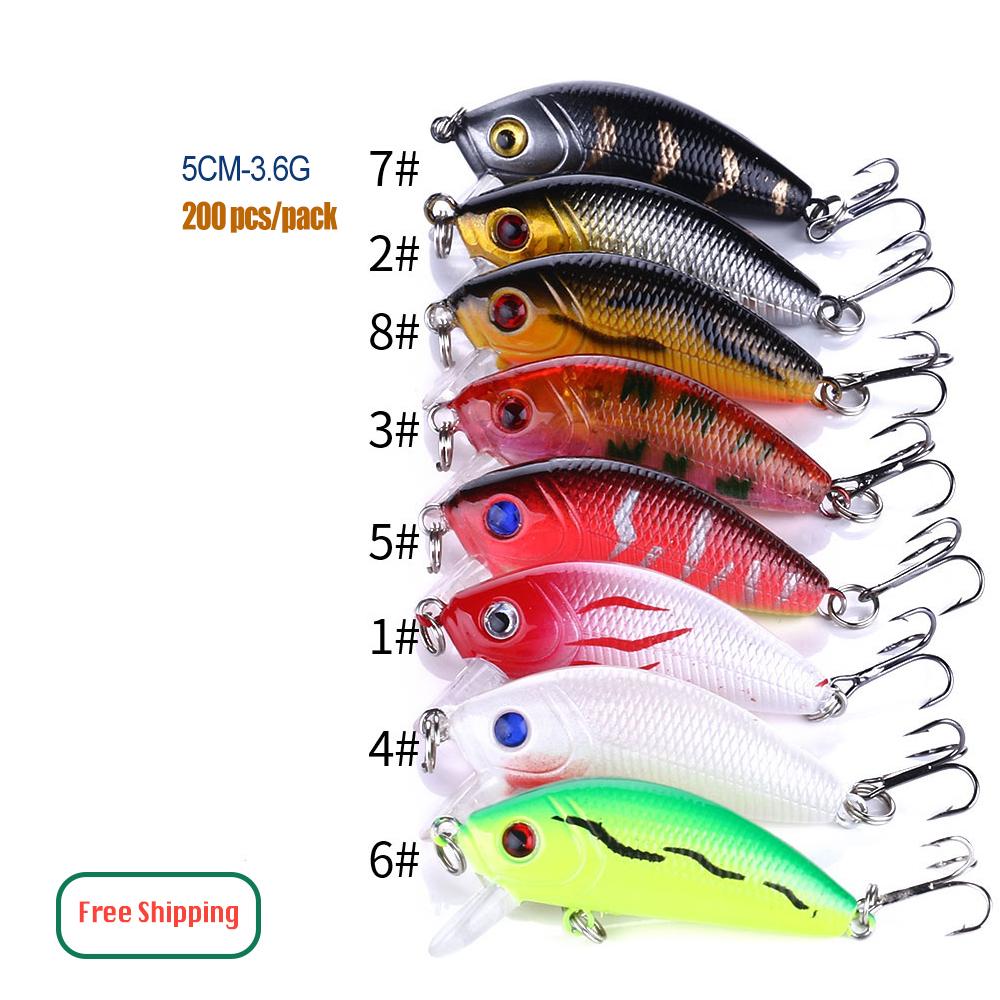 100PCS Factory Price Free Shipping Plastic & Metal River Minnow Hard Lures Fishing Bait