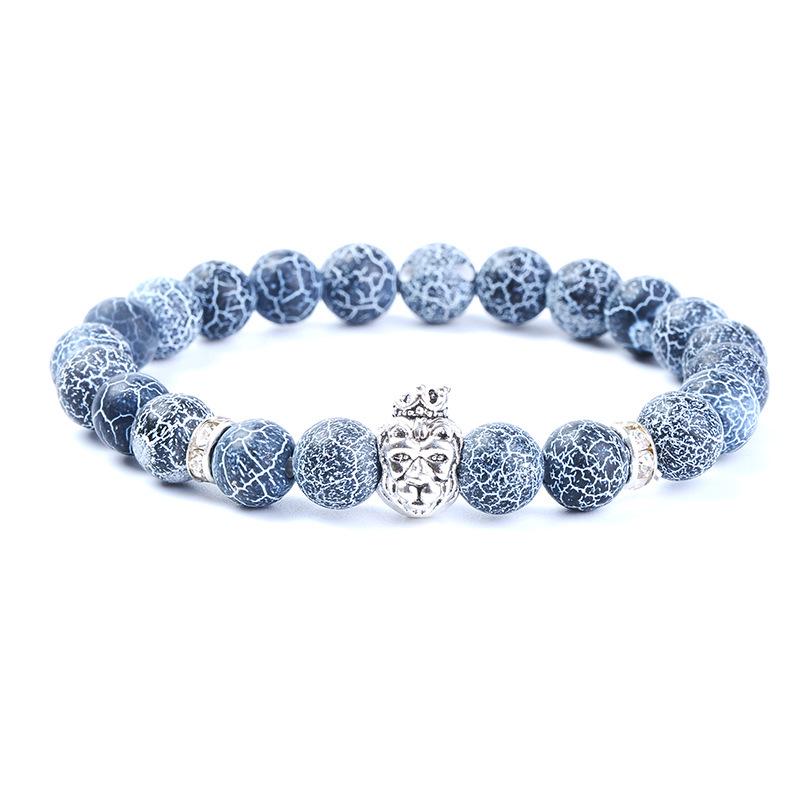 Viennimel Black Weathered Agate Beaded Bracelet серебряный