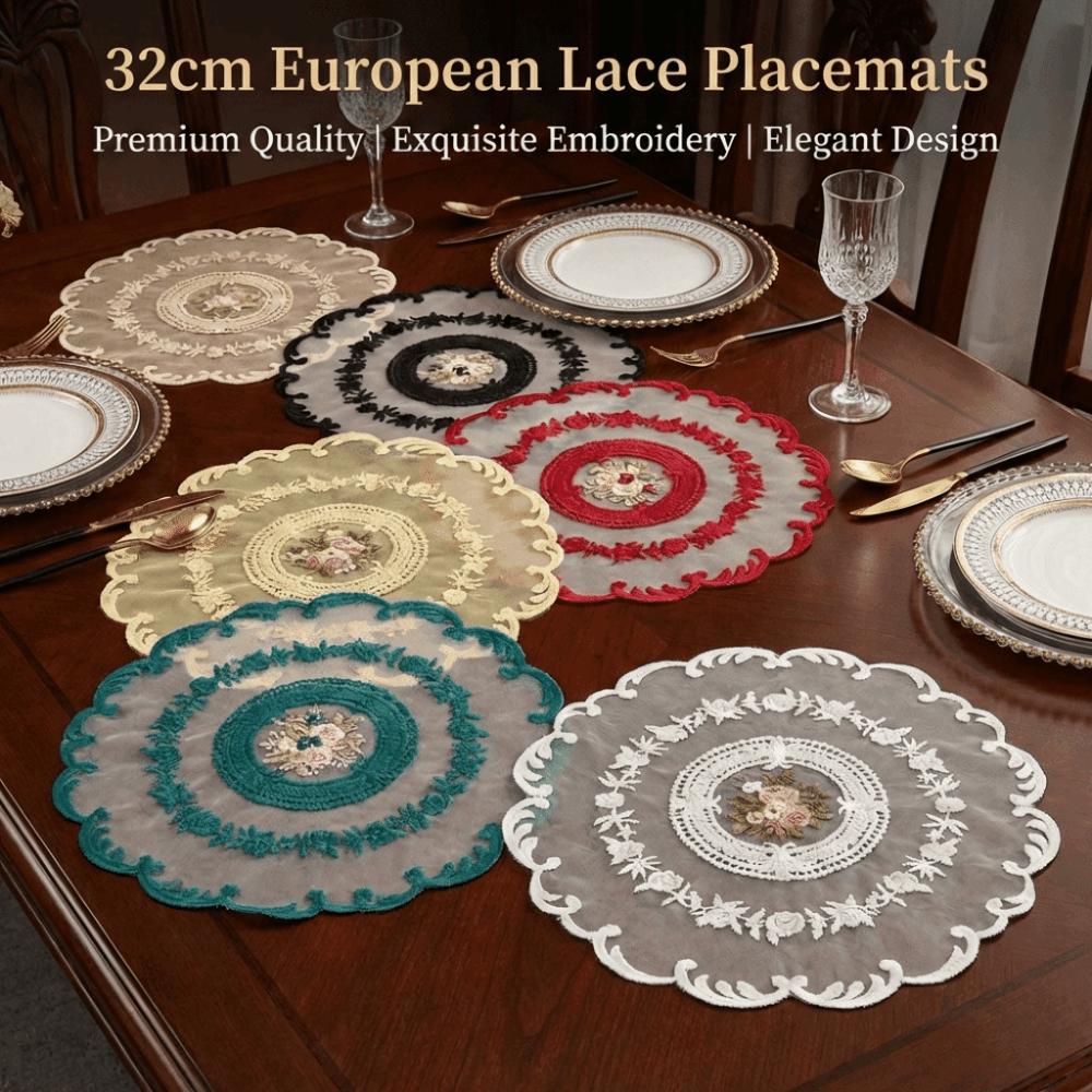 Elegant Lace Trim Embroidered Table Cover White Hollow Lace Table Cloth Round Doily Coffee Coaster Home Decor
