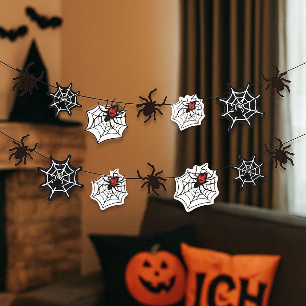 Paper Spider Web Hanging Flag Black Happy Halloween Decoration  Home Decoration