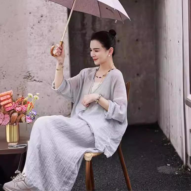 

Summer Fresh Women s V-Neck Ramie Shirt - Raglan Sleeve Sun Protection Cardigan L синій/ціан