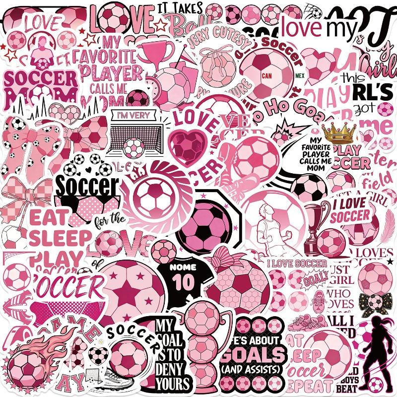 

100 штук мультяшных розовых футбольных наклеек для украшения ручного блокнота, чехла для телефона, бутылки для воды. Водонепроницаемые ПВХ наклейки 1-50pcs розовый