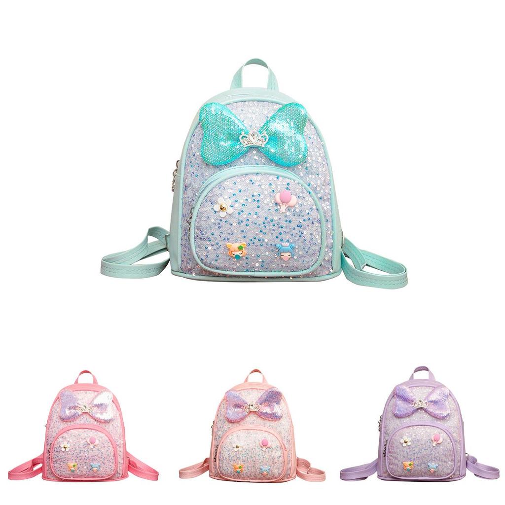 Toddler Girl Backpack Pu Material With Sparkling Design For School Use