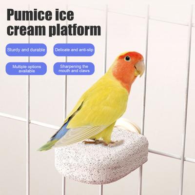 4 Pcs Birds Beak Grinding Stone Parrot Calcium Perch Chewing Toy Birds Foot Claws Trimmer Platform for Small Medium Birds Parakeet Lovebird Cockatiel