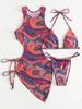 2025 Euro-American Lace-Up Cutout Bikini Three-Piece Swimsuit Set