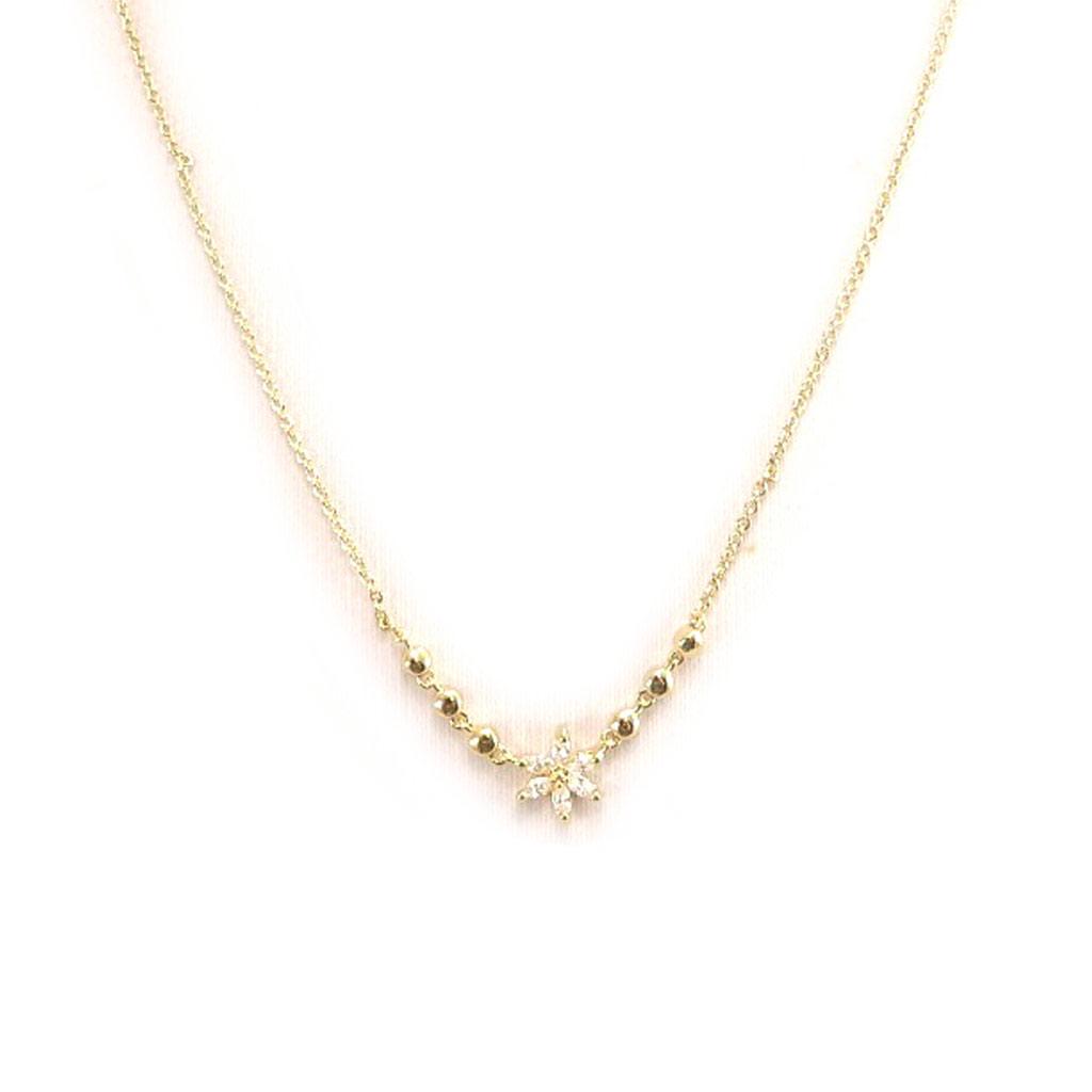 Les Trésors De Lily [L1282] - Gold-Plated Necklace 'Flora' White Gold - 12 Mm
