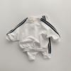 Korean Children's Side Stripe Cotton Sweatshirt & Pants Set for Boys and Girls - Autumn/Spring Casual Style