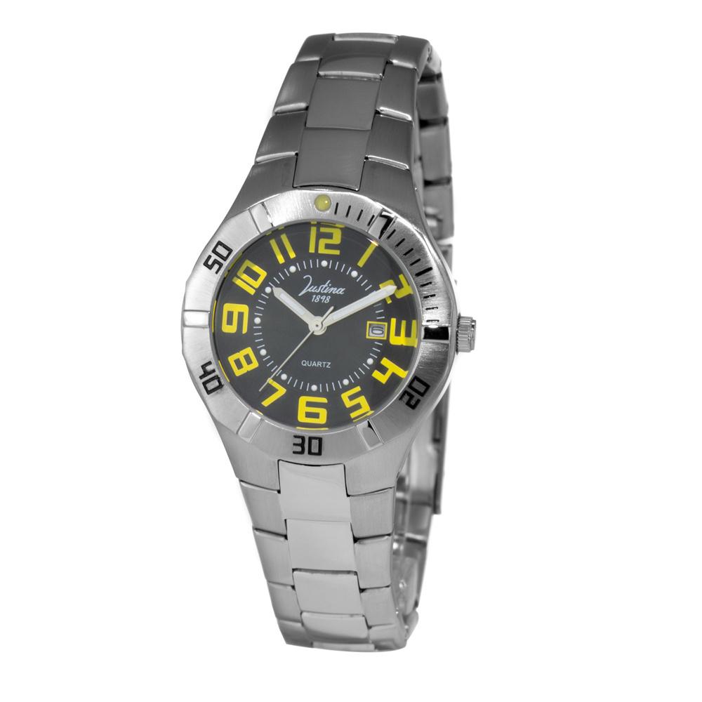 Super Merchant Hombre Plateado Reloj Justina Jpn14. Kwarcowy, Kolor Czarny. Kobieta.