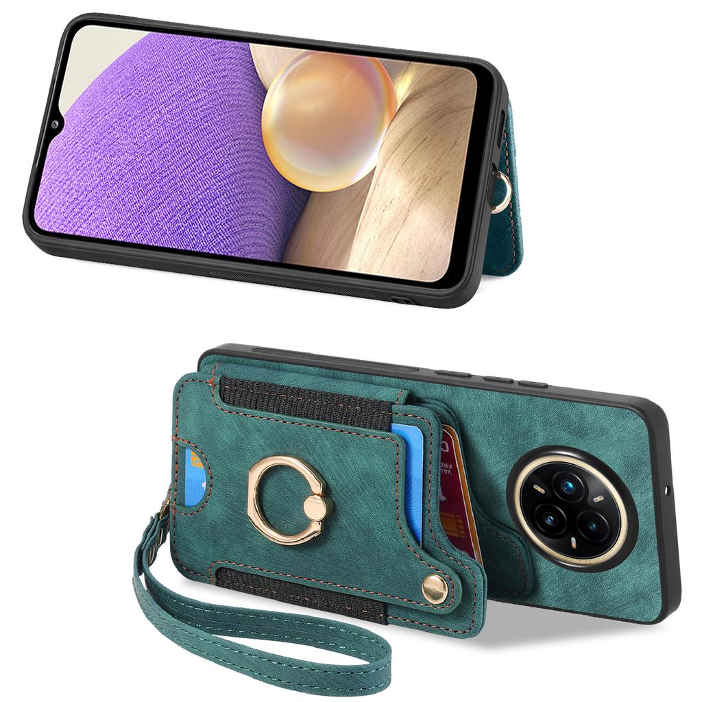 Pro Realme 14 Pro 5G Retro PU kožený zadní kryt s držákem na karty s blokováním RFID