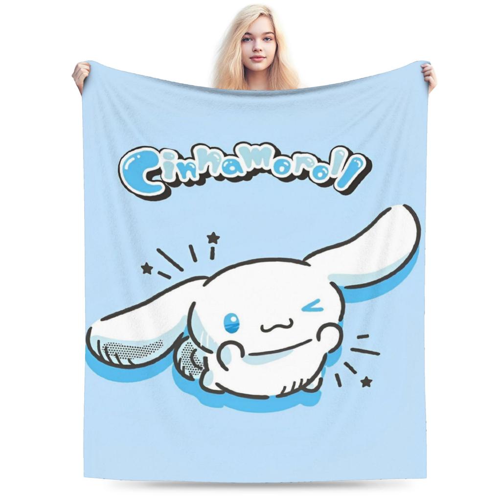 Pink Cinnamoroll Blanket Fleece Textile Decor Cute Cartoon Multifunction Ultra-Soft Throw Blanket for Home Travel Bedspread