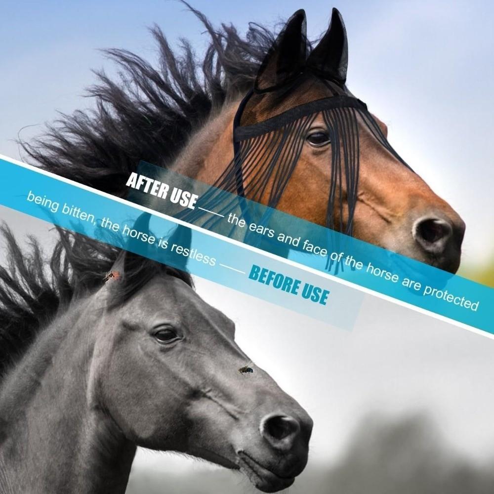 With Tassels Fly Protector Mask Breathable Mesh Horse Fly Cover Equine Mask Outdoor Grazing
