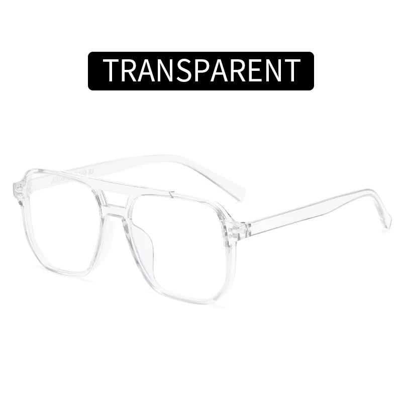 Fashion Transparent Anti Blue Light Double Bridge Computer Glasses Frame Unisex Square Blocking Glasses Optical Spectacle Oculos