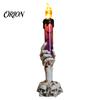 Retro Skeleton Base Ornaments Halloween LED Ghost Candle Light, Spooky Hand Lamp Animated Quicksand Lights Tabletop Decor, Horror Light for