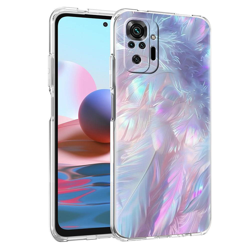 Transparent Phone Case for Redmi 13C 12C 10C Note 13 12 11 11T K40 Plus Pro 5G Soft TPU Shell Fashion Gradient Feather Pattern