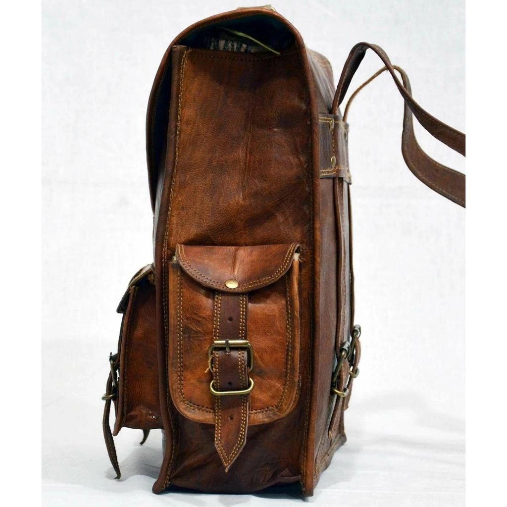 Genuine Travel Men's Vintage Brown New Leather Bag Rucksack Backpack Laptop