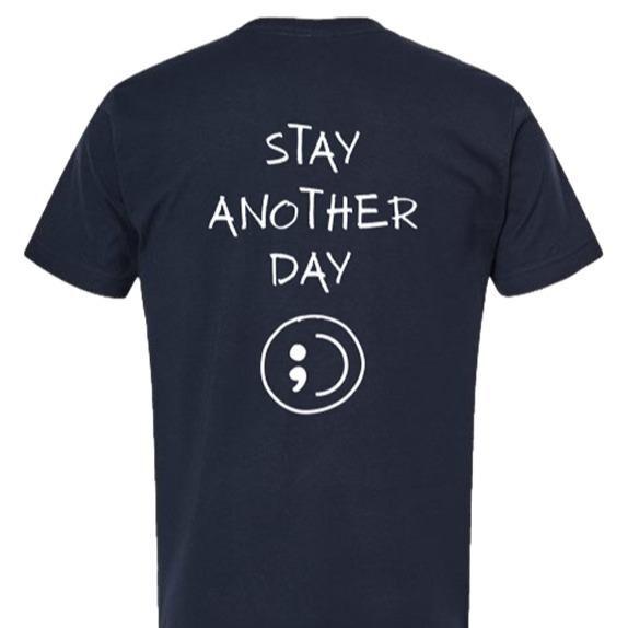 Stay Another Day OG Navy Blue Screen Printed Cotton T-Shirt Menswear Unisex T-Shirt S