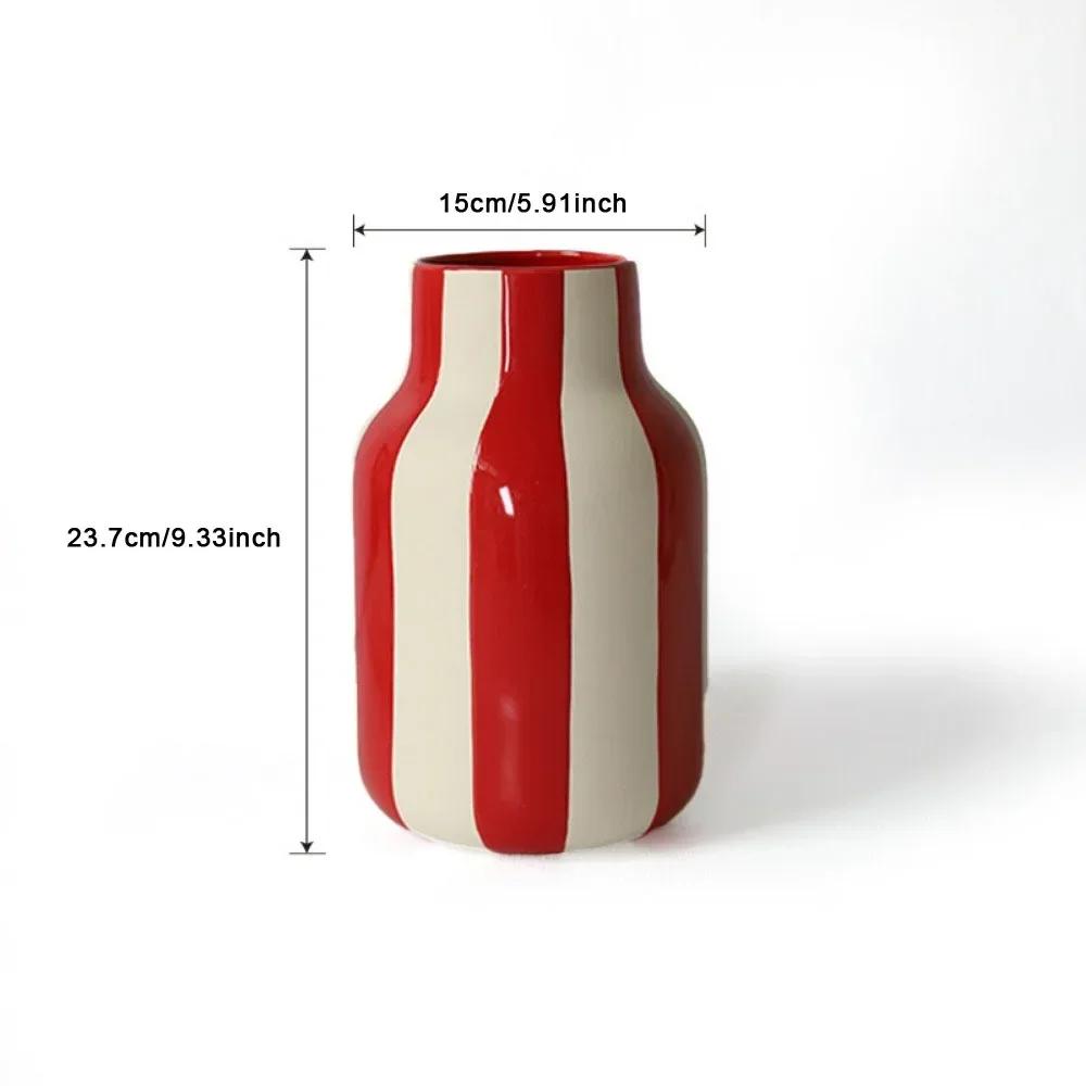 

Nordic Ins Black and Red Striped Ceramic Vase Ornament Bedroom Dining Table Flower Arrangement Container Wedding Vase Decoration червоний