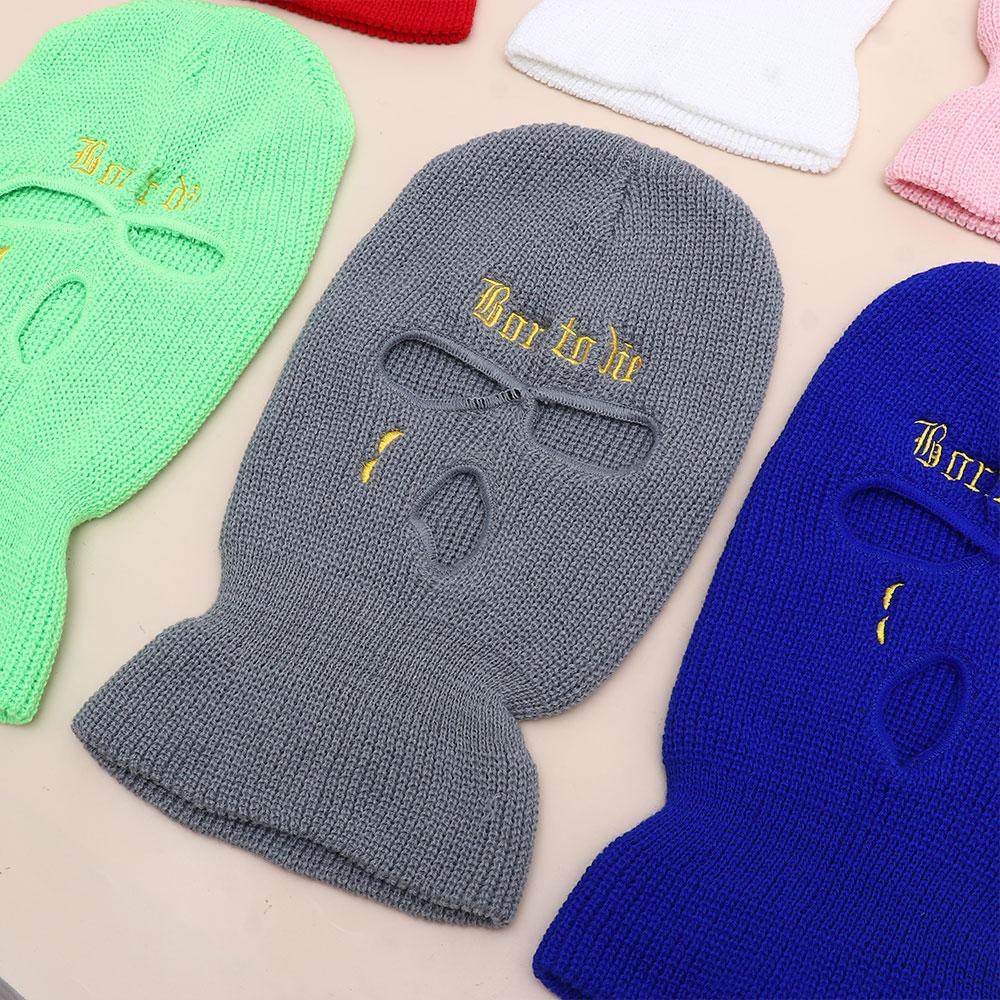 Men Women Thermal Knitted Full Face Cover Ski Mask Neck Warmer 3 Hole Balaclavas