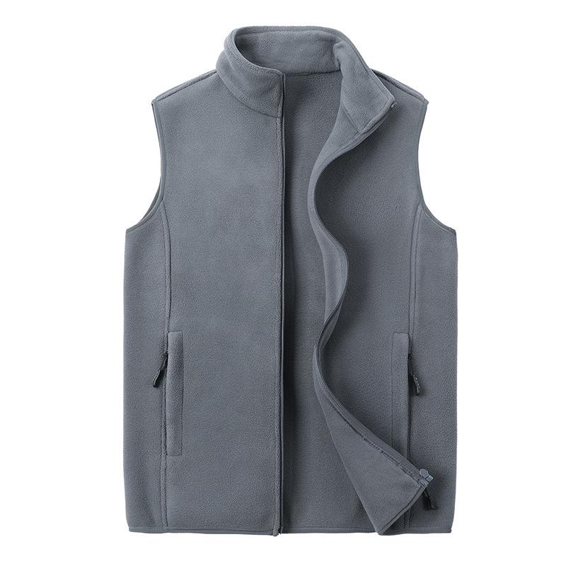 Men's Autumn & Winter Double-Sided Fleece Vest - Stand-Up Collar, Thickened, Warm, Sporty & Casual Style.