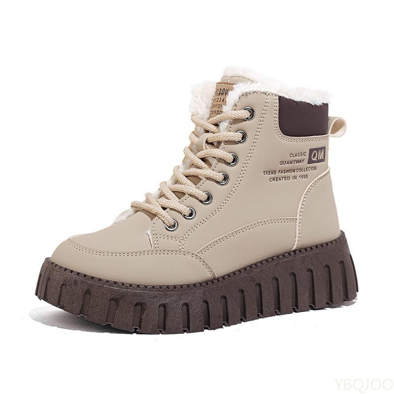 High-top Shoes Women's  Winter New Velvet Warm Versatile Student Large Cotton Shoes Muffin Casual Shoes Tide KT2509