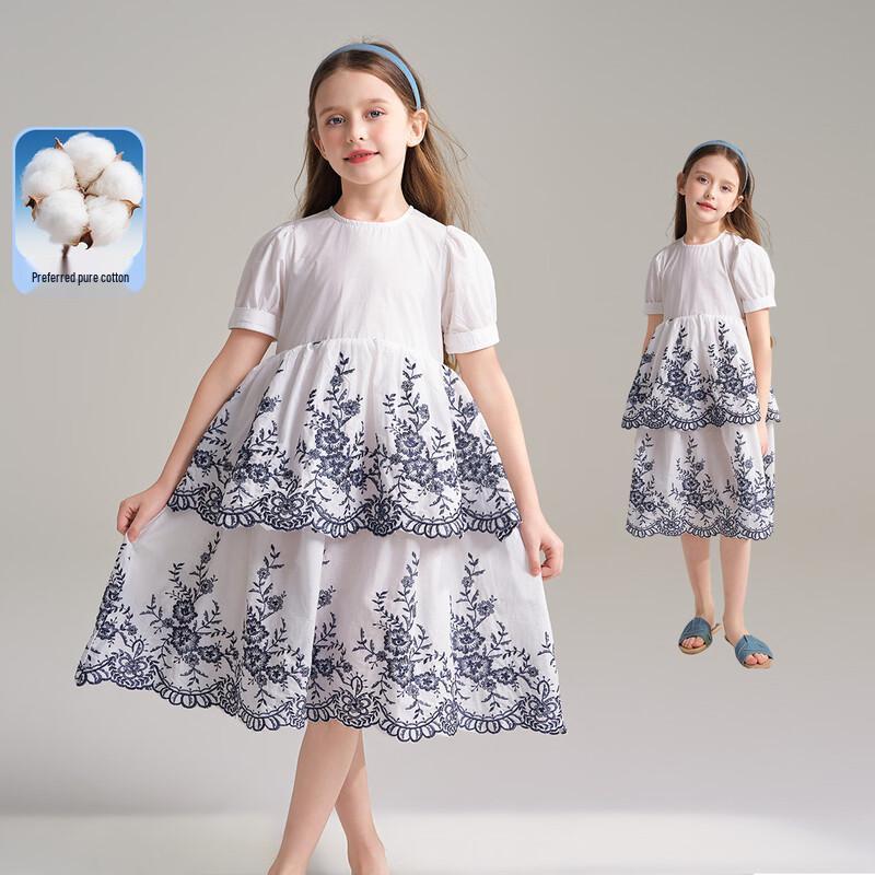 Montagut Girls Floral Embroidered Tiered Summer Dress 140