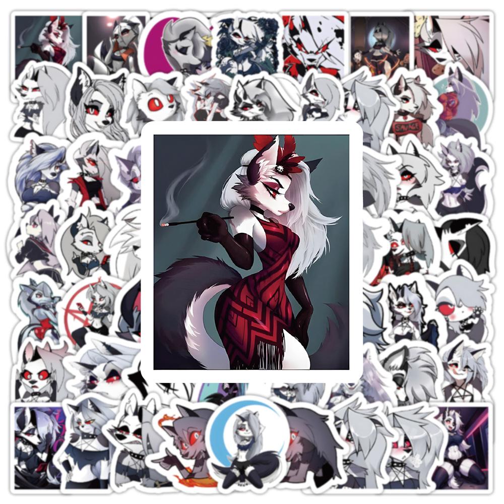 10100 ks Anime Helluva Boss Samolepka Kreslená Cool Loona Osobní Dekorativní Nálepka Dětská Hračka DIY Skateboard Scrapbook Stůl gray