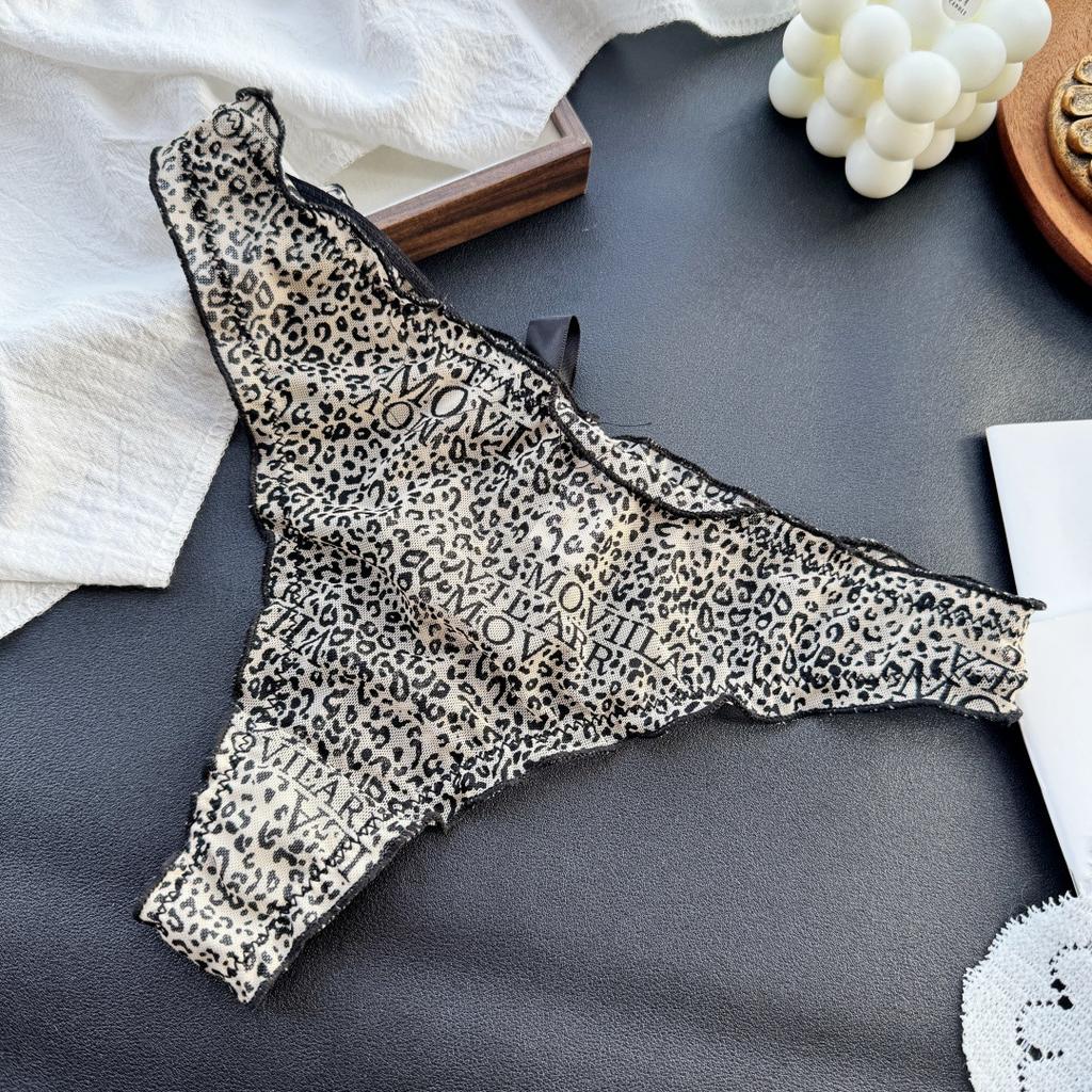 Damen Frühling und Sommer Süß Sexy Niedlich Mesh Gaze Leopardenmuster String Unterwäsche