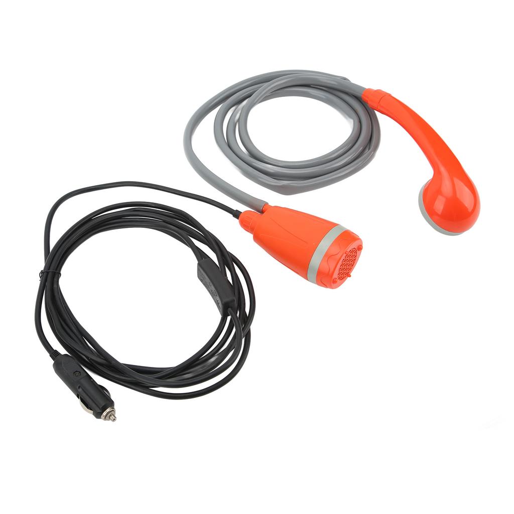 Outdoor Pump Shower Head Portable Handheld 3.5L min Cigarette Lighter Adapter for Camping Hiking Car Washing