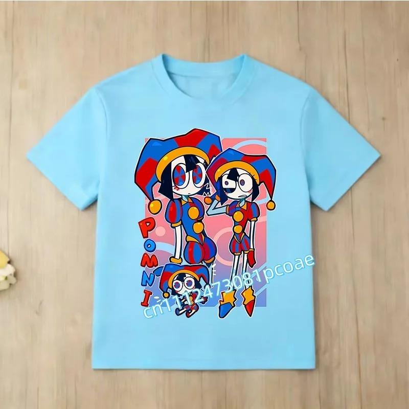 Children Short Sleeve T Shirts The Amazing Digital Circus Anime Cartoon Print Cotton Top Boys Girls Summer Casual Crew Neck Tees