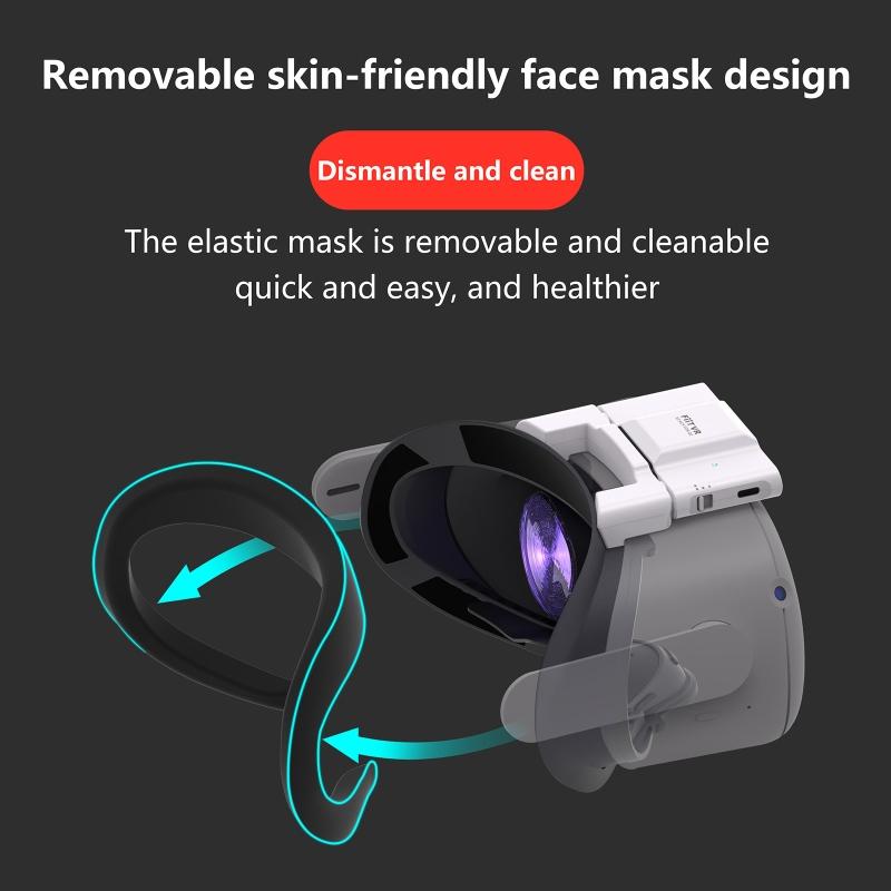 Face Padding Cushion Air Circulation Cooler Fan Anti-leakage Pad for Quest 2 VR Headset 300mAh Battery