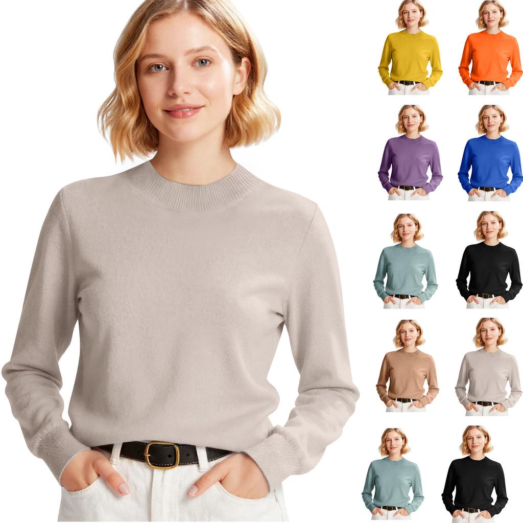 Women's Fashion Long Sleeve Slimming All-match Sweater Pullover Knit Top