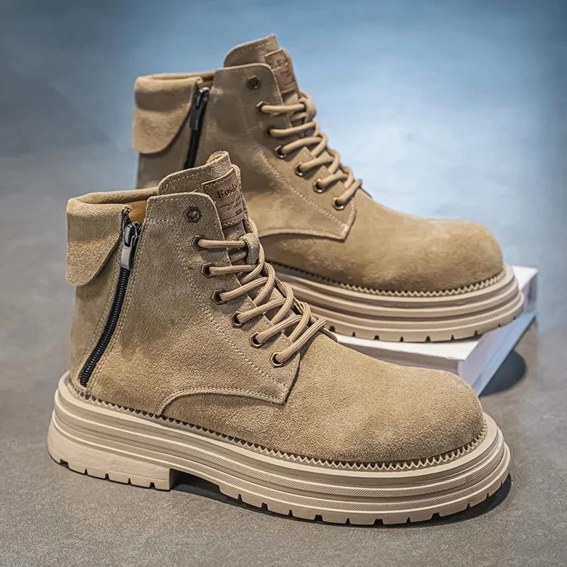 Men's Boots 2025 New High Top Classic Boots Fashionable Retro Side Zipper Men's Boots British Style Thick Soled Workwear Boots